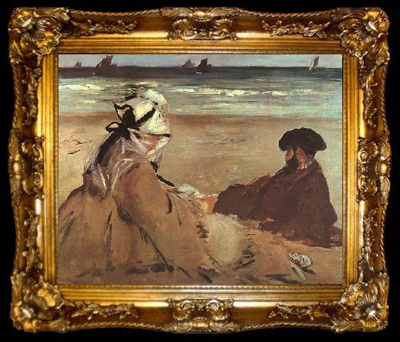 framed  Edouard Manet On the Beach, ta009-2